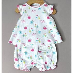 NWT Kissy Kissy Ocean Outing Whale/Dolphin Pima Cotton Sunsuit Set Girls 6-9 Mo